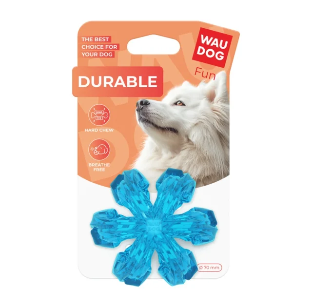 Іграшка WAUDOG Fun Durable для собак, дихаючий м’яч, термопластична гума, блакитний, 7 см