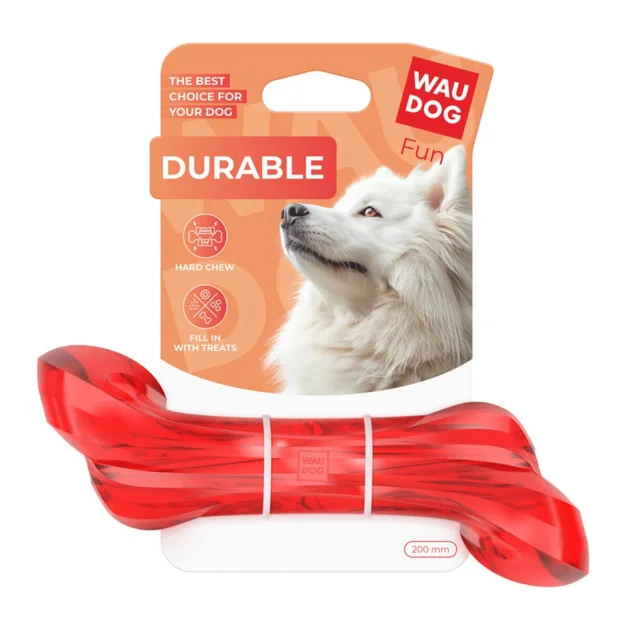 Іграшка WAUDOG Fun Durable для собак, кістка, термопластична гума, червоний, 20 см