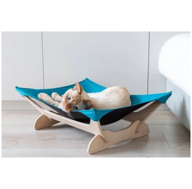 Гамак-лежак PetJoy для котов, бело-голубой, 55×45×18 см