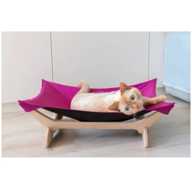 Гамак-лежак PetJoy для котов, бело-розовый, 55×45×18 см
