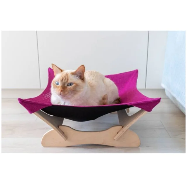Гамак-лежак PetJoy для котов, бело-розовый, 55×45×18 см
