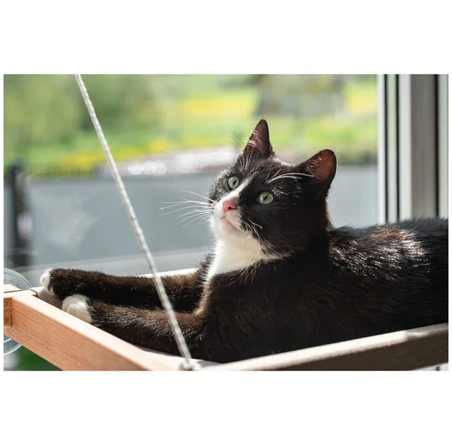 Гамак PetJoy для котов, на окно, коричнево-бежевый, 54×35×3.5 см