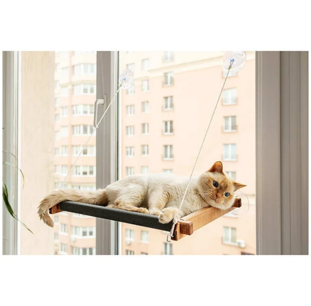 Гамак PetJoy для котов, на окно, коричнево-серый, 54×35×3.5 см