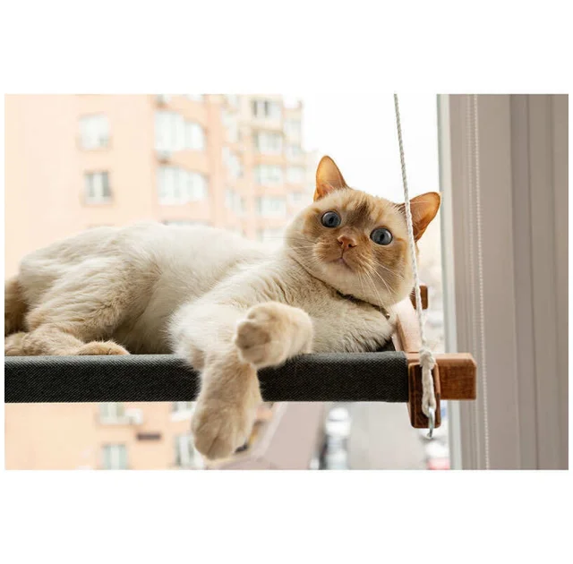 Гамак PetJoy для котов, на окно, коричнево-серый, 54×35×3.5 см