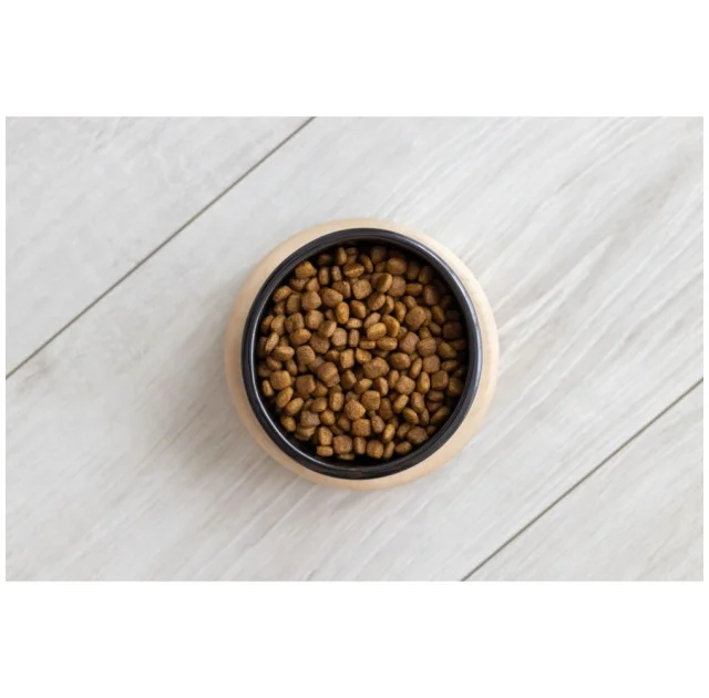 Миска PetJoy для собак та котів, на підставці, біло-чорна, 0.25 л, 13×13×7 см