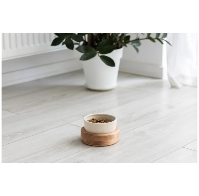 Миска PetJoy для собак та котів, на підставці, коричнево-бежева, 0.25 л, 13×13×7 см
