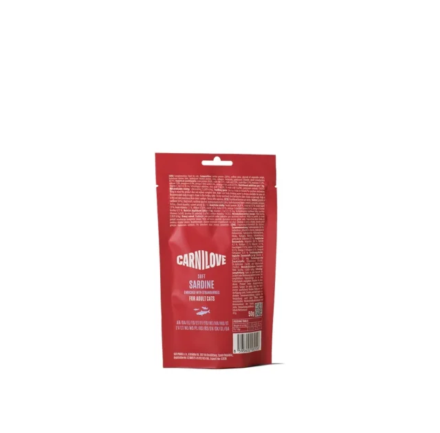 Ласощі Carnilove Soft Snack Sardine with Strawberry для котів, м'які, сардина та полуниця, 50 г