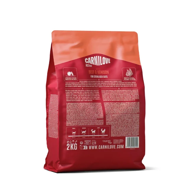 Сухий корм Carnilove Active Beef & Venison Sterilised для стерилізованих котів, яловичина та оленина, 2 кг