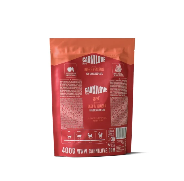 Сухий корм Carnilove Active Beef & Venison Sterilised для стерилізованих котів, яловичина та оленина, 400 г