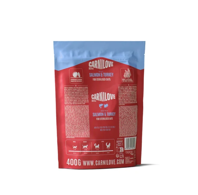 Сухий корм Carnilove Active Salmon & Turkey Sterilised для стерилізованих котів, лосось та індичка, 400 г