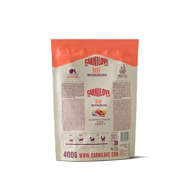 Сухий корм Carnilove True Fresh Beef Sterilised для стерилізованих котів, яловичина, 400 г