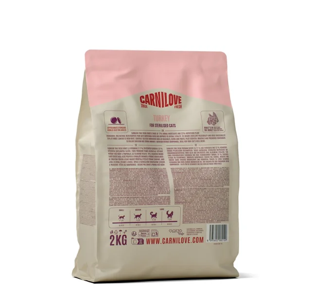 Сухий корм Carnilove True Fresh Turkey Sterilised для стерилізованих котів, індичка, 2 кг