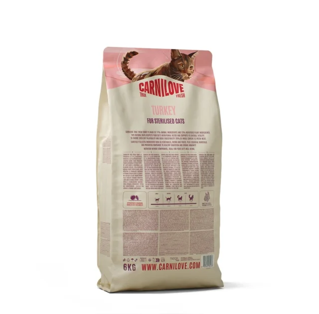 Сухий корм Carnilove True Fresh Turkey Sterilised для стерилізованих котів, індичка, 6 кг