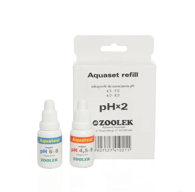 Тест pH (4,5-9,0) _ (6,0-8,0) Zolek Aquatest pH x2, 0,068 кг, 9 x 3,5 x 13,5 см (реагент)
