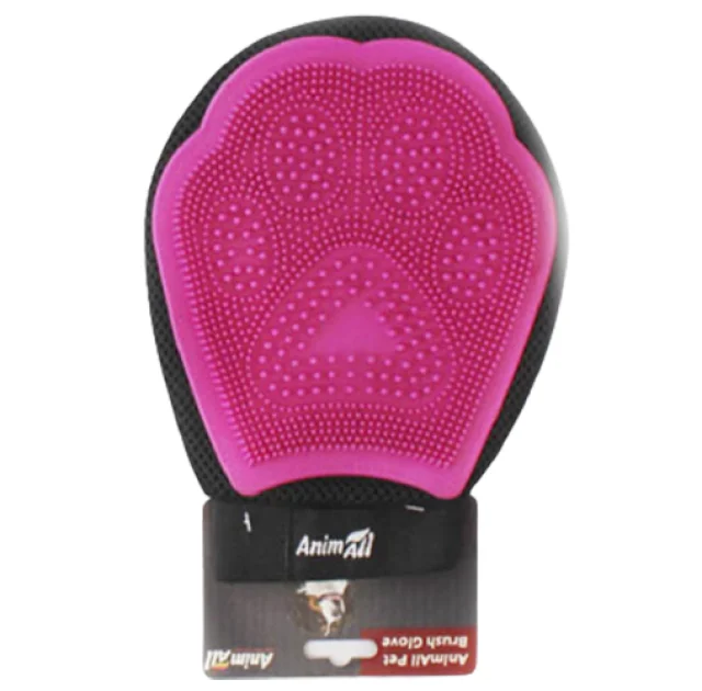 Рукавичка для вичісування шерсті AnimAll Groom для тварин, рожева