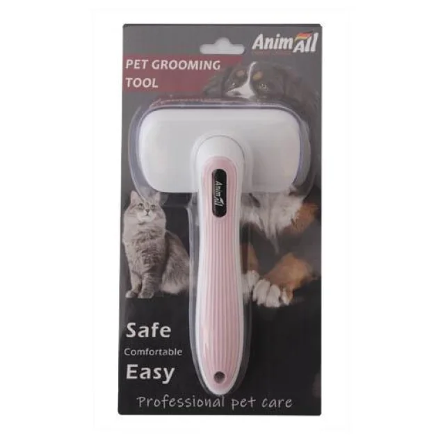 Пуходерка з автоматичною системою очищення AnimAll Groom для тварин, рожева