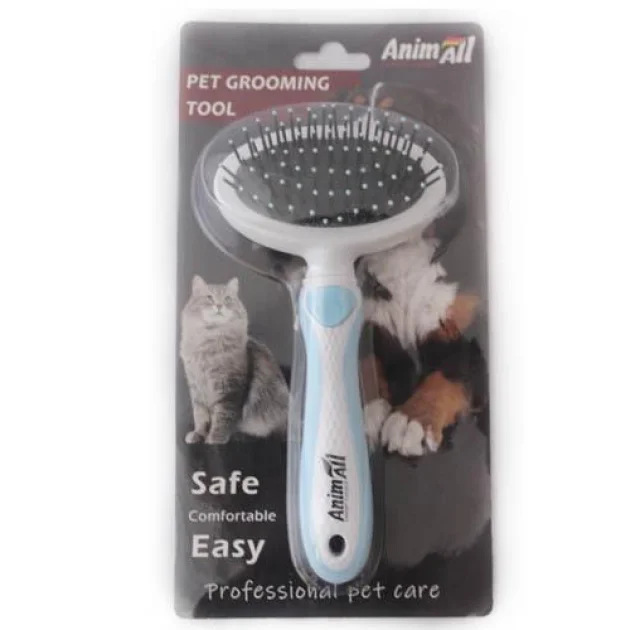 Масажна щітка AnimAll Groom для тварин, блакитна