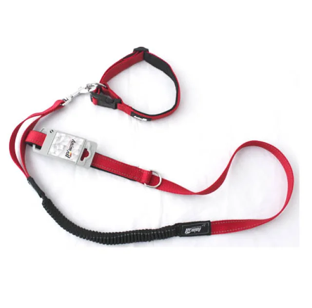 Комплект ошейник с поводком AnimAll для собак, S, 0.8×120 см/37-46 см, нейлон, красный