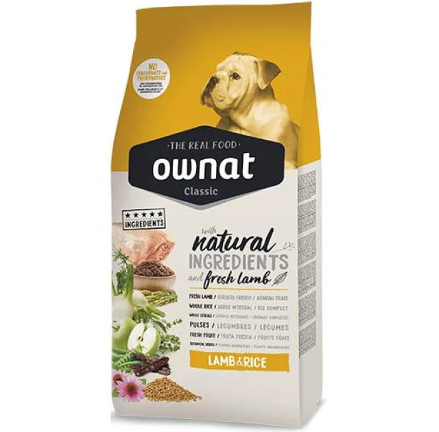 Сухий корм Ownat Classic Lamb & Rice для дорослих собак, з ягням і рисом, 15 кг