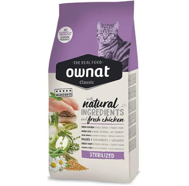 Сухой корм Ownat Classic Sterilized для стерилизованных кошек и котов, 4 кг