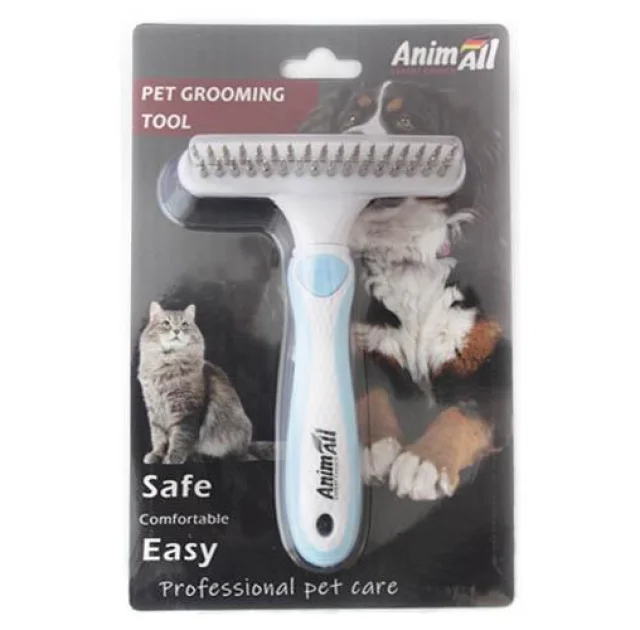Расческа-грабли AnimAll Groom для животных, Голубая