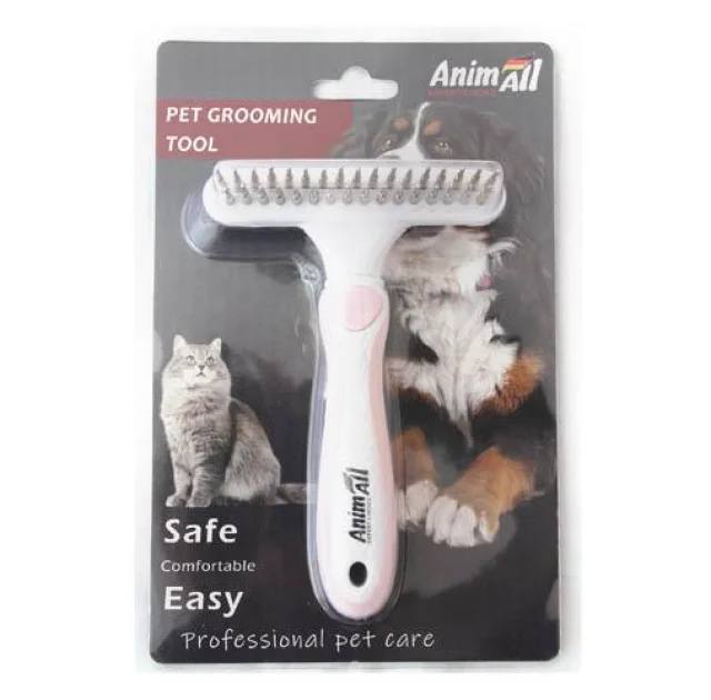 Расческа-грабли AnimAll Groom для животных, Розовая