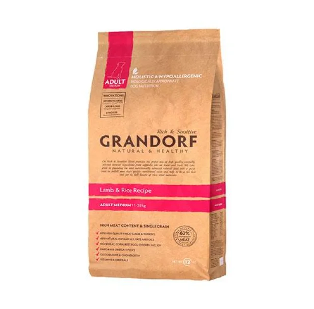 Сухий корм Grandorf Adult Medium Breed Lamb / Rice для дорослих собак, з ягням і рисом, 12 кг