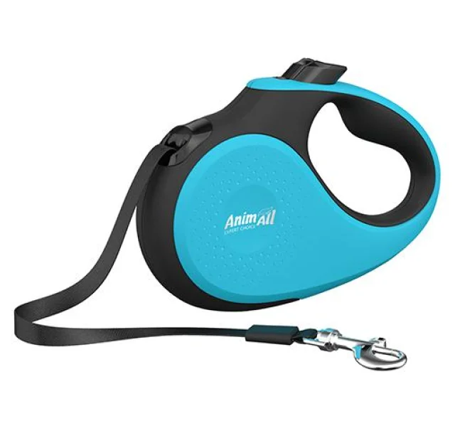 Рулетка-поводок AnimAll Deluxe ХS для собак до 12 кг / 3 метри, бірюзовий-чорний