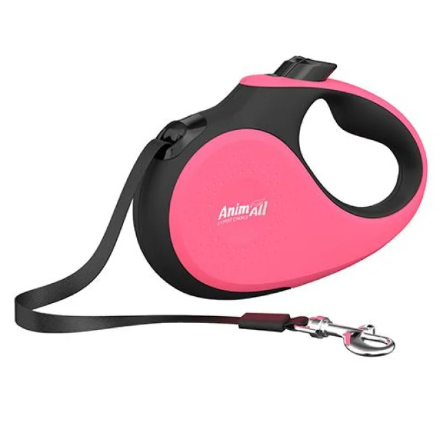 Рулетка-поводок AnimAll Deluxe S для собак до 15 кг / 5 метрів, кораловий-чорний