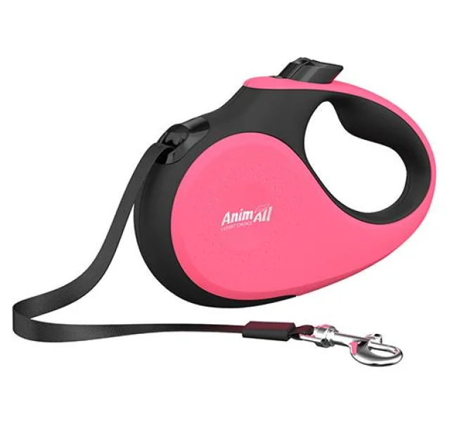 Рулетка-поводок AnimAll Deluxe М для собак до 25 кг / 5 метрів, кораловий-чорний