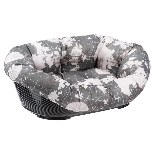 Пластиковый лежак Ferplast Sofa 4 Triangle в комплекте с подушкой для собак и кошек, 64×48×25 см