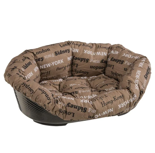Пластиковый лежак Ferplast Sofa 12 Cities в комплекте с подушкой для собак и кошек, 114×83×37 см