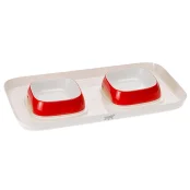 Ferplast Glam Tray Extra Small Red пастіковий піднос з мисками для кішок і собак, червоний, 40x23x4,5 см
