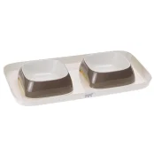 Ferplast Glam Tray Small Dove Grey пастіковий піднос з мисками для кішок і собак, сірий, 40x23x5,5 см