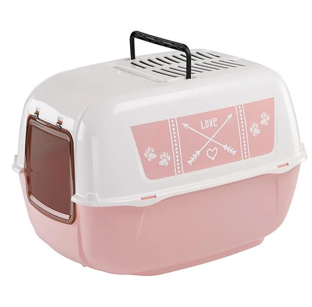 Закрытый туалет Ferplast Toilet Home Prima Decor Pink для кошек из пластика