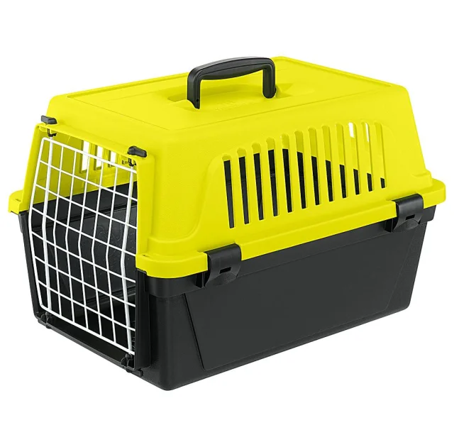 Переноска Ferplast Carrier Atlas 10 Neon для кошек и собак, желто-чёрная, 48×29×32.5 см