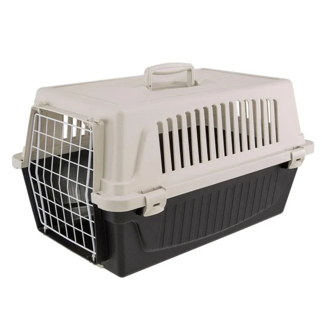 Переноска Ferplast Carrier Atlas 20 EL для кошек и собак, бело-чёрная, 58.5×37×32 см