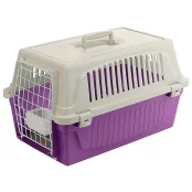 Переноска Ferplast Carrier Atlas 20 для кошек и собак, бело-фиолетовая, 58.5×37×32 см