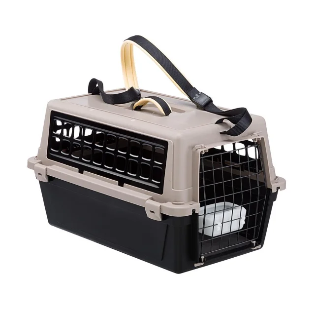 Переноска с ремнём Ferplast Carrier Atlas 10 Trendy Plus для кошек и собак, бежево-чёрная, 48.5×32.5×29 см