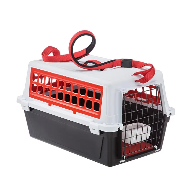 Переноска с ремнём Ferplast Carrier Atlas 10 Trendy Plus для кошек и собак, красно-белая, 48.5×32.5×29 см