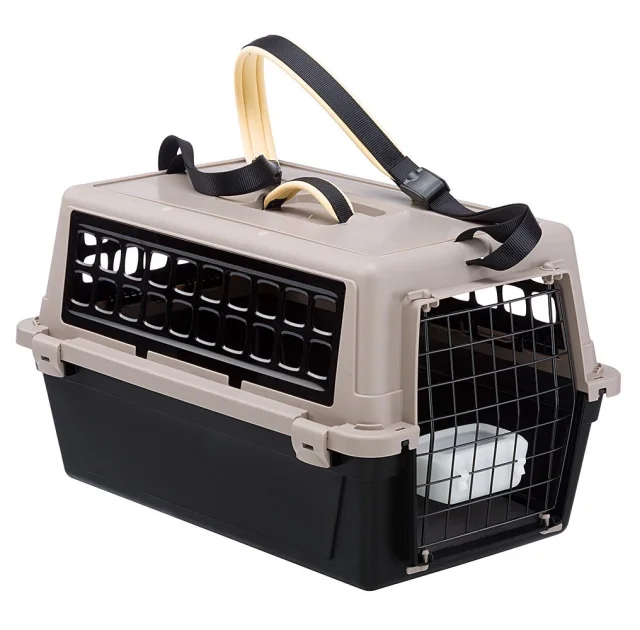 Переноска с ремнем Ferplast Carrier Atlas 20 Trendy Plus для кошек и собак, бежево-чёрная, 58.5×37×32 см