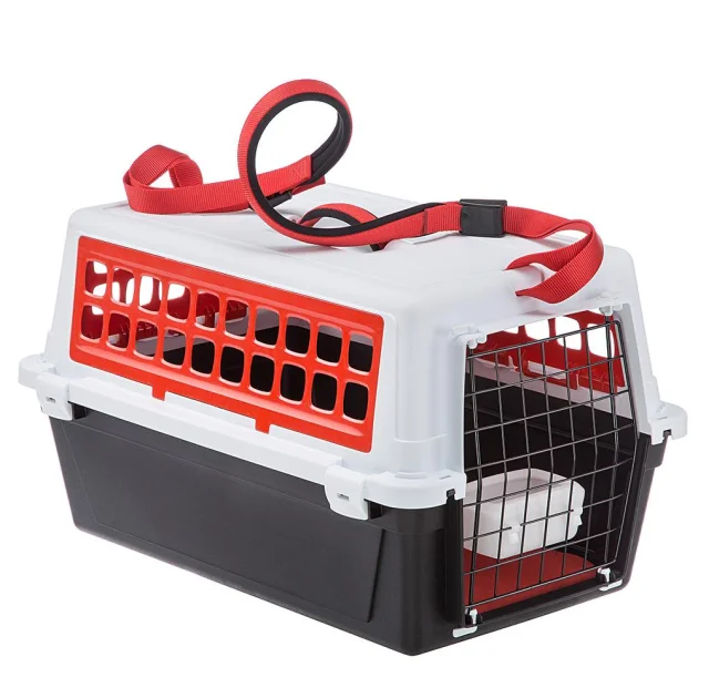 Переноска с ремнем Ferplast Carrier Atlas 20 Trendy Plus для кошек и собак, красно-белая, 58.5×37×32 см