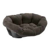 Пластиковый лежак с мягкой подушкой Ferplast Sofa Prestige 4 для кошек и собак, коричневый, 64×48×25 см