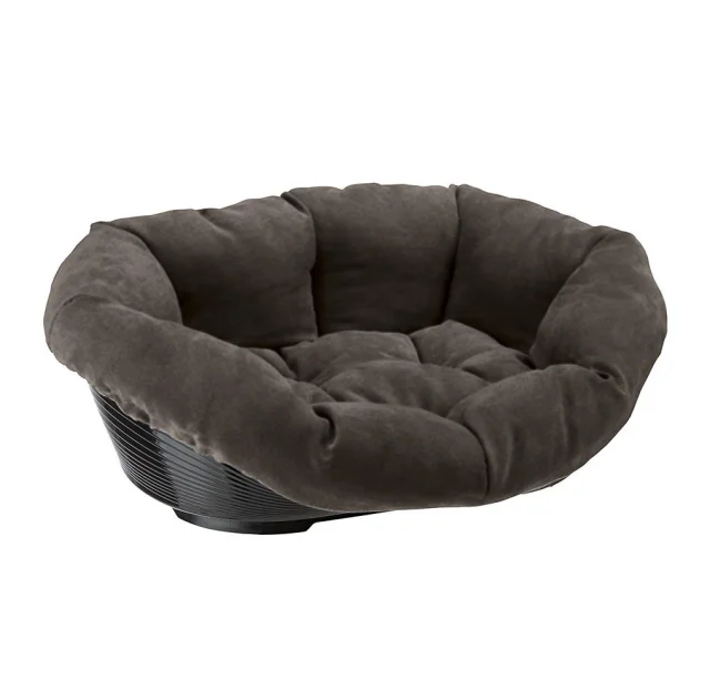Пластиковый лежак с мягкой подушкой Ferplast Sofa Prestige 6 для кошек и собак, коричневый, 73×55×27 см