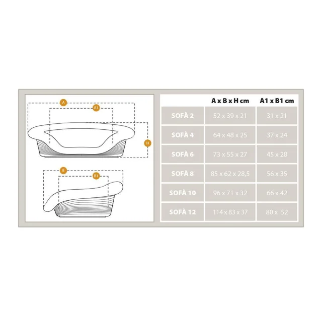Пластиковый лежак Ferplast Sofa 4 Dove Grey в комплекте с подушкой для собак и кошек, 64×48×25 см