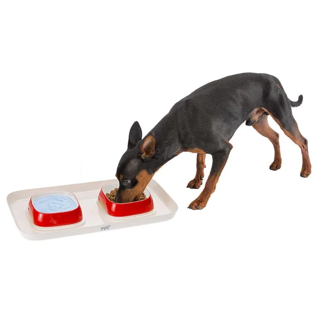 Ferplast Glam Tray Extra Small Red пастіковий піднос з мисками для кішок і собак, червоний, 40x23x4,5 см