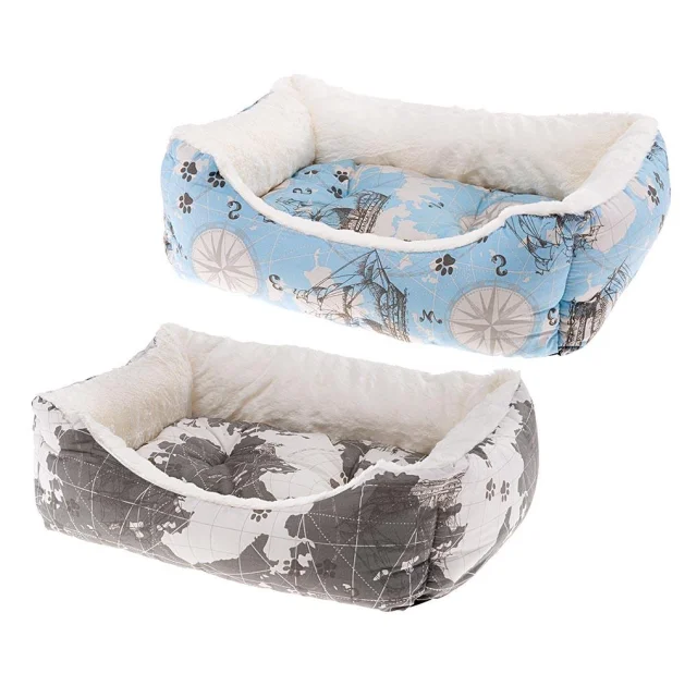 Лежак Ferplast Coccolo 60 Map Blue-Grey для собак и кошек, 66×50×20 см
