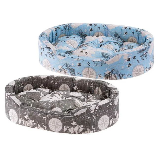 Лежак Ferplast Dandy C 45 Map Blue-Grey для собак и кошек, из хлопка, 45×35×13 см