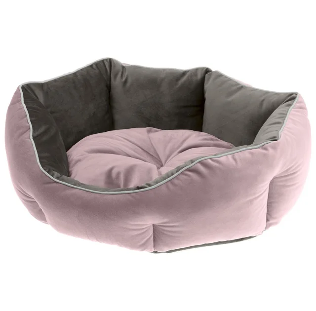Бархатный диван Ferplast Queen 60 Pruple-Grey для кошек и собак, 60×46×20 см