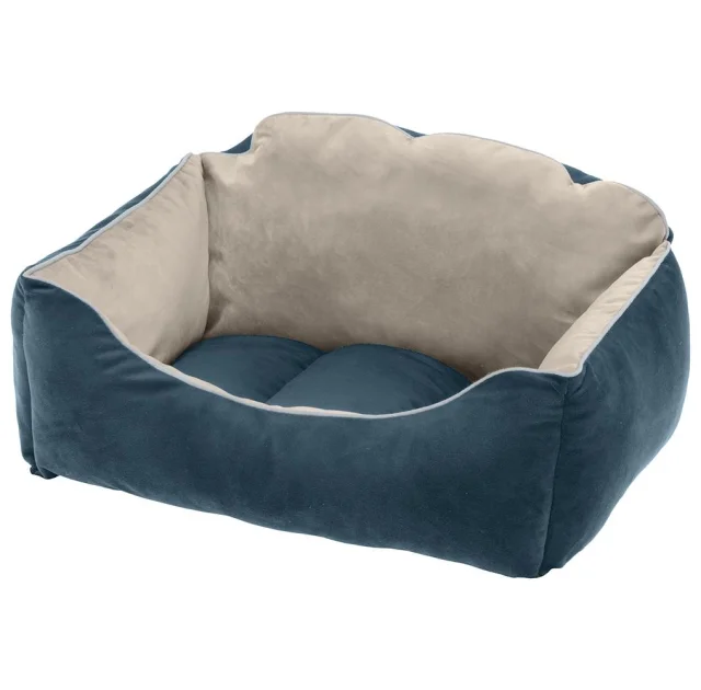 Бархатная кровать Ferplast Milord 45 Bedding Blue-Beige для собак и кошек, 45×40×24 см